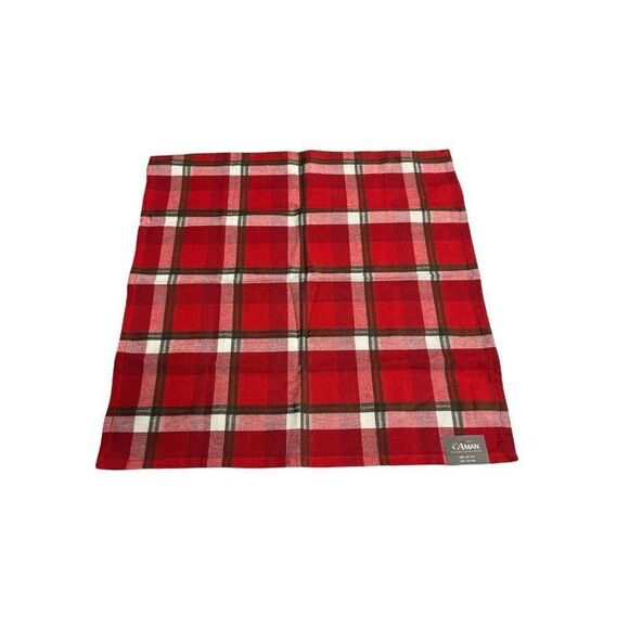 Plaid Red Black White Set of 2 100% Cotton Dinner Napkins / Towel by Aman 20x20” - Picture 2 of 3